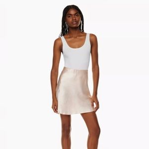 Aritzia Babaton Slip Satin Mini Skirt in Soft Pink